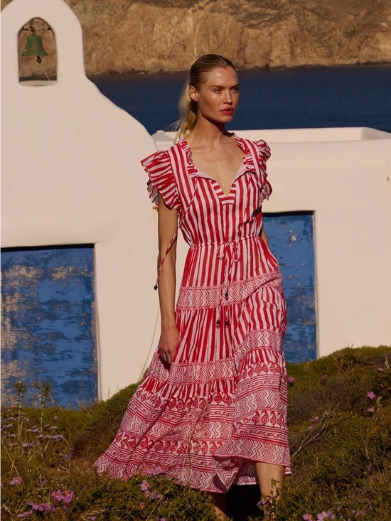 Oliphant Dresses & Skirts - NWT Oliphant CINCHED FLIRTY MIDI-SANTORINI RED size XXS